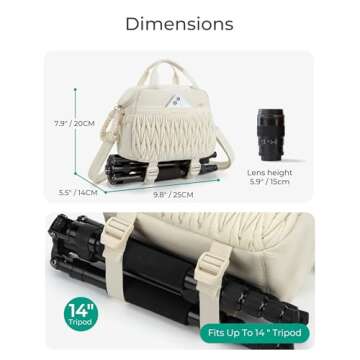 BAGSMART Camera Sling Bag, Portable Small Camera Bags for Photographers with Tripod Holder, Waterproof DSLR/SLR/Cute Camera Case for Women with Rain Cover, Compatible with Sony Canon Nikon, Beige