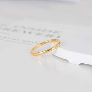 TRUMIUM 2mm Gold Tungsten Wedding Band for Women