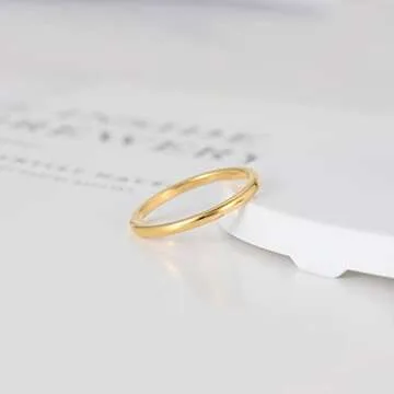 TRUMIUM 2mm Gold Tungsten Wedding Band for Women
