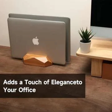 OKOstand Wood Vertical Laptop Stand, Real Dual Wood Laptop Holder, Natural Wood Texture, Handmade to Save Desktop Space, Suitable for All MacBook Series Laptops (Beech Wood)