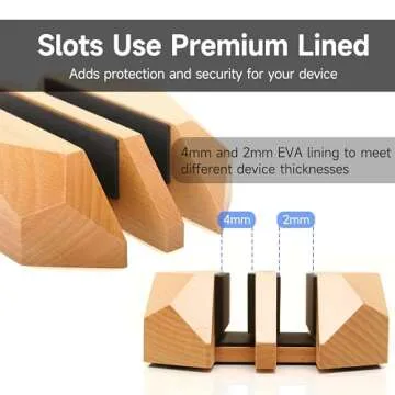 OKOstand Wood Vertical Laptop Stand, Real Dual Wood Laptop Holder, Natural Wood Texture, Handmade to Save Desktop Space, Suitable for All MacBook Series Laptops (Beech Wood)