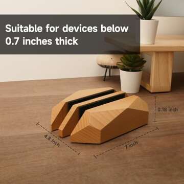 OKOstand Wood Vertical Laptop Stand, Real Dual Wood Laptop Holder, Natural Wood Texture, Handmade to Save Desktop Space, Suitable for All MacBook Series Laptops (Beech Wood)