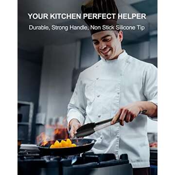 Bnlcd Kitchen Tongs, Premium Stainless Steel Locking Cooking Tongs with Silicone Tips, Non-Slip Food...