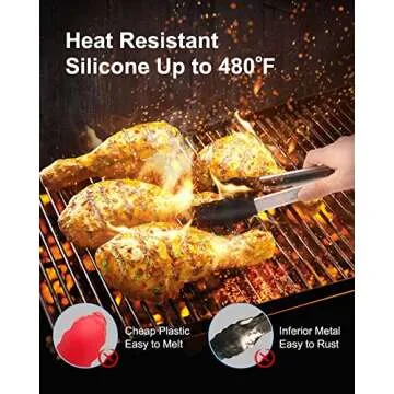 Bnlcd Kitchen Tongs, Premium Stainless Steel Locking Cooking Tongs with Silicone Tips, Non-Slip Food Tongs for Cooking, Heavy Duty, Non-Stick, 480℉, Set of 3-7" 9" and 12" Black