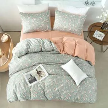 BUPIRD Queen Duvet Cover Floral 100% Brushed Microfiber 3 Pieces Vintage Chic Floral Garden Vibrant Botanical Floral Pattern Printed Queen Duvet Cover Flower with Zipper Closure (Floral, Queen)