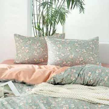 BUPIRD Queen Duvet Cover Floral 100% Brushed Microfiber 3 Pieces Vintage Chic Floral Garden Vibrant Botanical Floral Pattern Printed Queen Duvet Cover Flower with Zipper Closure (Floral, Queen)