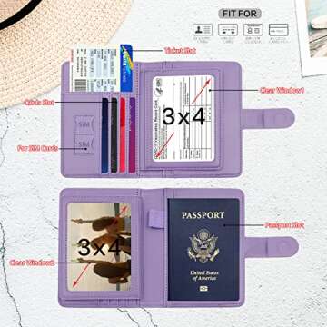Melsbrinna Rfid Passport Holder for Travel women/Men, Cute Passport Wallet Rfid Blocking Card Slots, Rfid Passport Cover/CaseTravel Wallet, Passport Book Holder (1, Purple)