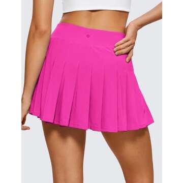 CRZ YOGA Cute Pleated Skirts for Women High Waisted Tennis Golf Skorts with Pockets Casual Athletic ...
