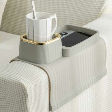 Elimiko Couch Cup Holder Tray - Anti-Spill & Non-Slip