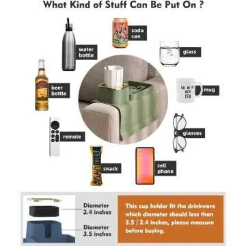 Elimiko Couch Cup Holder Tray - Anti-Spill & Non-Slip