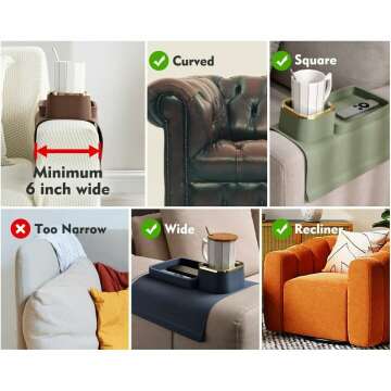 Elimiko Couch Cup Holder Tray - Anti-Spill & Non-Slip