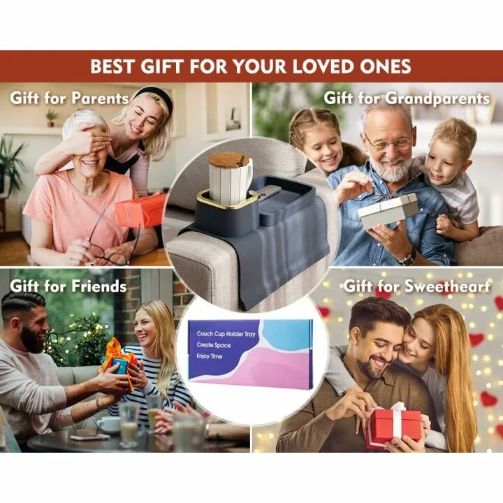 Elimiko Couch Cup Holder Tray - Anti-Spill & Non-Slip