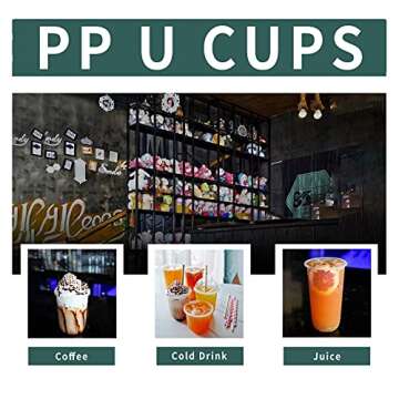 Szeyuen 100Sets 16oz Disposable Plastic Cups with Lids, Plasic Clear Drinking Cups for Cold Drink/Bubble Boba/Iced Coffee/Tea/Smoothie - Dome Lid