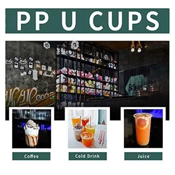 Szeyuen 100Sets 16oz Disposable Plastic Cups with Lids, Plasic Clear Drinking Cups for Cold Drink/Bubble Boba/Iced Coffee/Tea/Smoothie - Dome Lid