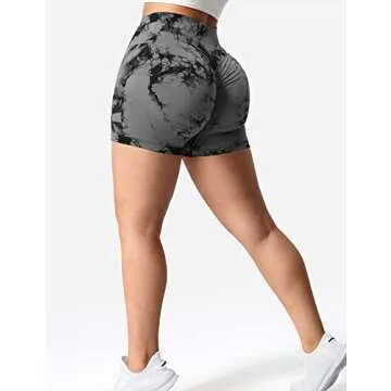 VOYJOY Women Workout Shorts 3.6" Scrunch Butt Lifting Gym Seamless Yoga Biker Shorts Black