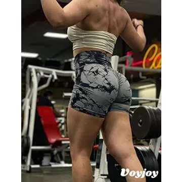 VOYJOY Women Workout Shorts 3.6" Scrunch Butt Lifting Gym Seamless Yoga Biker Shorts Black