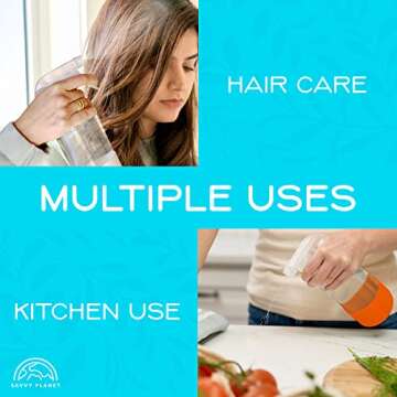 SAVVY PLANET - Glass Spray Bottles for Cleaning, Silicone Sleeve Bottom for Protection, Reusable Glass Spray Bottles 16 Oz With Adjustable Nozzle Settings (2 Pack)