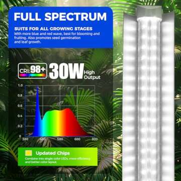 Barrina Grow Lights for Indoor Plants, 3FT 5000K Daylight White Full Spectrum Plant Lights, 180W(6 x 30W, 1000W Equivalent), T8 Grow Light Bulbs, LED Grow Light Strips, Linkable Design, 6-Pack