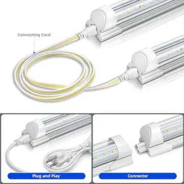 Barrina Grow Lights for Indoor Plants, 3FT 5000K Daylight White Full Spectrum Plant Lights, 180W(6 x 30W, 1000W Equivalent), T8 Grow Light Bulbs, LED Grow Light Strips, Linkable Design, 6-Pack