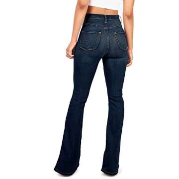 Vibrant Women's Juniors Bell Bottom High Waist Fitted Denim Jeans
