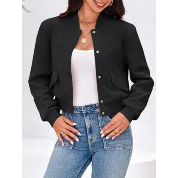 Stylish Tankaneo Women's Cropped Bomber Jacket - Versatile & Chic