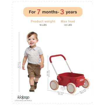 PULA Baby Push Walker with Wheels - 2-in-1 Toddler Wagon for Ages 6-12 Months