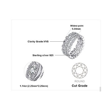 JewelryPalace 14K Gold Plated 925 Sterling Silver Rings for Women, Cubic Zirconia Promise Rings for Her, Stackable Wedding Bands Rings for Women Set Size 6
