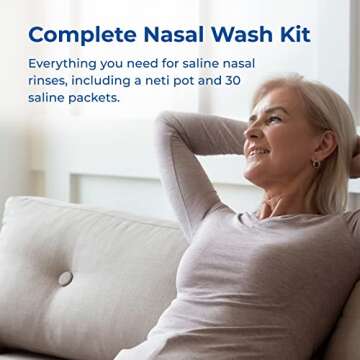 Rite Aid Neti Pot Nasal Rinse Kit with 30 Salt Packets - 1 Kit | Sinus Rinse for Adults & Children | Sinus Relief