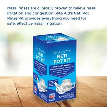 Rite Aid Neti Pot Nasal Rinse Kit with 30 Salt Packets - 1 Kit | Sinus Rinse for Adults & Children | Sinus Relief