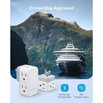 TROND Wall Outlet Extender 2 Pack - Multi Plug Splitter with Rotating Plug, 6 AC Power Adapter, Cruise Essentials, Small Outlet Extension for Travel Office Home Dorm Room
