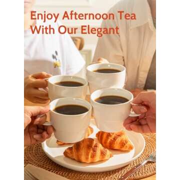 Sweese Porcelain Latte Cups - Stackable Coffee Cups - 10 Ounce for Specialty Coffee Drinks, Cappuccino, Mocha and Tea - Set of 6 - White