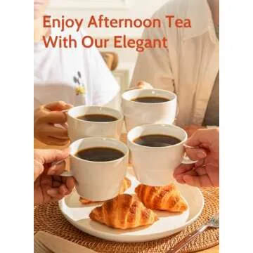 Sweese Porcelain Latte Cups - Stackable Coffee Cups - 10 Ounce for Specialty Coffee Drinks, Cappuccino, Mocha and Tea - Set of 6 - White