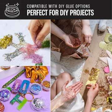 Chunky Holographic Body Glitter I 16 Colors + Glitter Glue for Face Glitter Makeup, Hair, Eye & Fine Glitter Eyeshadow - Perfect for Halloween, Slime, Resin, Tumblers, Craft, Cosmetic & Nail Art