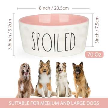 WoofinPets 70OZ Ceramic Dog Bowl - Stylish Heavy Duty Non-Slip Pet Feeder