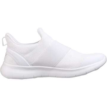 WHITIN Memory Foam Slip on No Tie Nurse Shoes for Women Wide Width Comfortable Casual Walking Tennis Athletic Workout Non Slip Resistant Sneakers for Ladies Teen Girls Senior All White Cheer Size 8