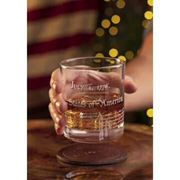 Declaration of Independence - Patriotic Old Fashioned Whiskey Rocks Glass - 12 oz capacity