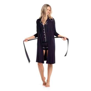 Joyaria Women Bamboo Viscose Robe Super Soft Comfy Thin Lightweight Cooling Short Bathrobe Loungewea...