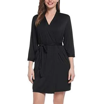 Joyaria Women Bamboo Viscose Robe Super Soft Comfy Thin Lightweight Cooling Short Bathrobe Loungewear S-XXL