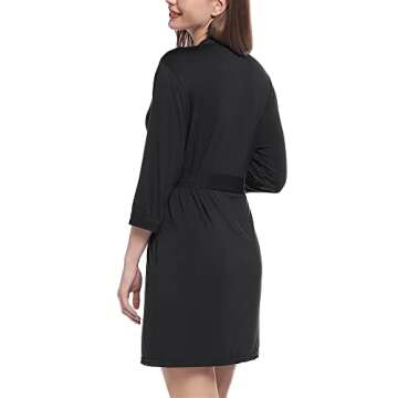 Joyaria Women Bamboo Viscose Robe Super Soft Comfy Thin Lightweight Cooling Short Bathrobe Loungewear S-XXL