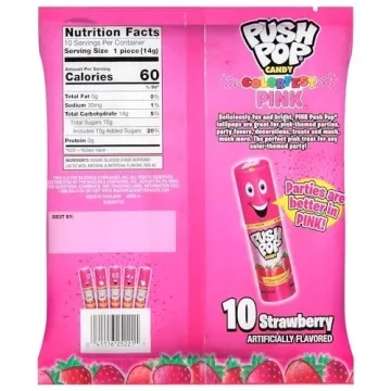 Push Pop Pink Strawberry Lollipops for Kids Parties 10 Ct