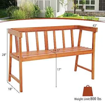 Stylish HAPPYGRILL Eucalyptus Outdoor Wood Bench