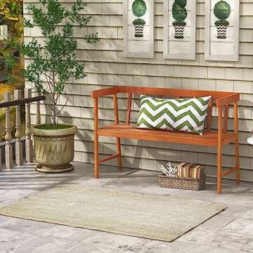 Stylish HAPPYGRILL Eucalyptus Outdoor Wood Bench