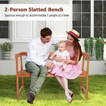 Stylish HAPPYGRILL Eucalyptus Outdoor Wood Bench