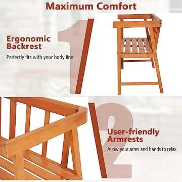 Stylish HAPPYGRILL Eucalyptus Outdoor Wood Bench