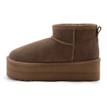 Xiakolaka Women's Classic Platform Mini Boots - Stylish & Functional Taupe Cold-Weather Footwear