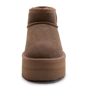 Women's Classic Platform Mini Boots - Taupe Winter Stylish Boots
