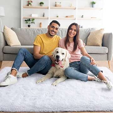 Noahas Fluffy White Rug for Living Room 8x10 Area Rugs,Thick Plush Shag Rug,Large Living Room Rugs,B...