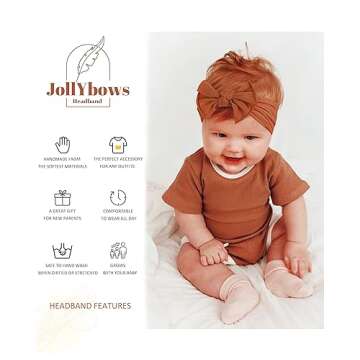 jollybows 20PCS Baby Girls Nylon Headbands Elastic Hair Bows Hair Bands Turban Hair Accessories for Kids Infants Toddlers