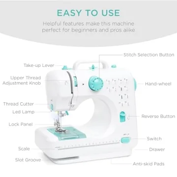 Compact Beginner Sewing Machine with Accessories & Stitch Patterns