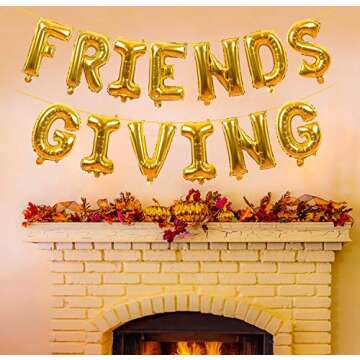 Friendsgiving Gold Foil 16 Inch Balloon Banner Decor